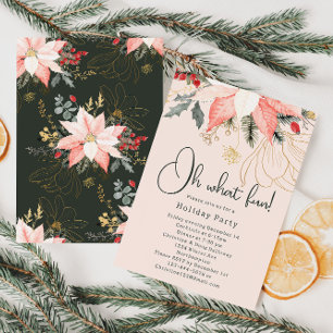 Modern Winter Floral Christmas Oh What Fun Party Invitation