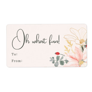 Modern Winter Floral Oh What Fun Rectangular Gift Label