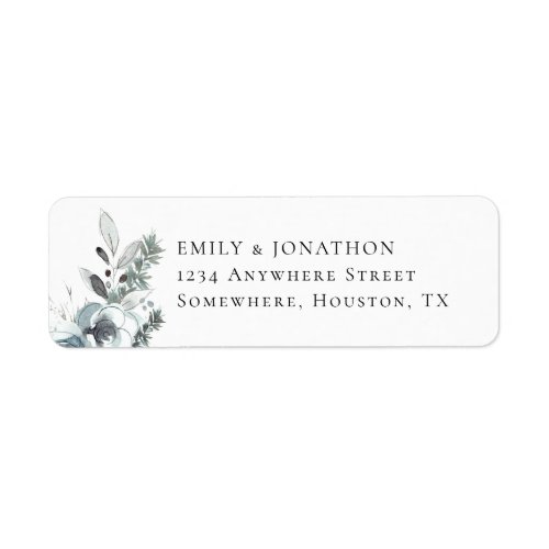 Modern Winter Florals Wedding Name Return Address Label