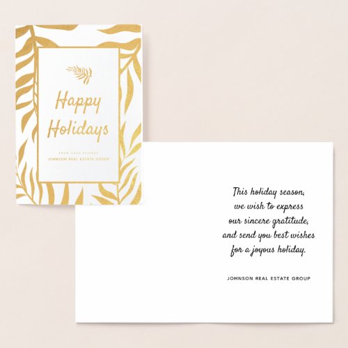 Modern Winter Foliage  Holiday Greetings Foil Card