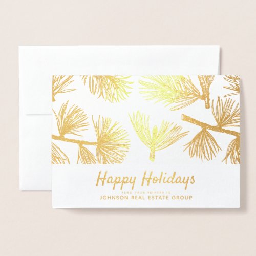 Modern Winter Foliage  Holiday Greetings Foil Card
