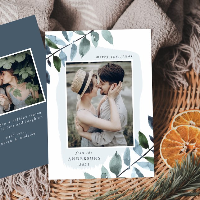 Modern Winter Foliage Photo Holiday Card (Creator Uploaded)