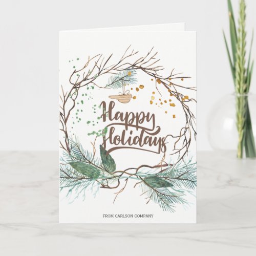 Modern winter forest dried branches pine corporate holiday card