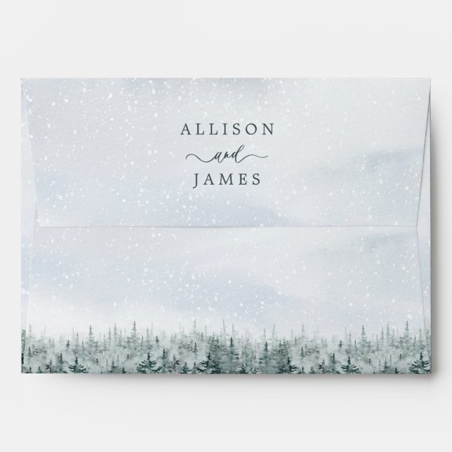 Modern Winter Forest Wedding Envelope (Back (Top Flap))