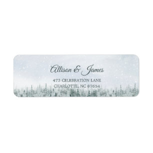 Modern Winter Forest Wedding Label