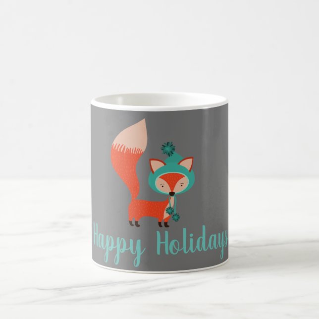 Modern Winter Fox Holiday Coffee Mug (Center)