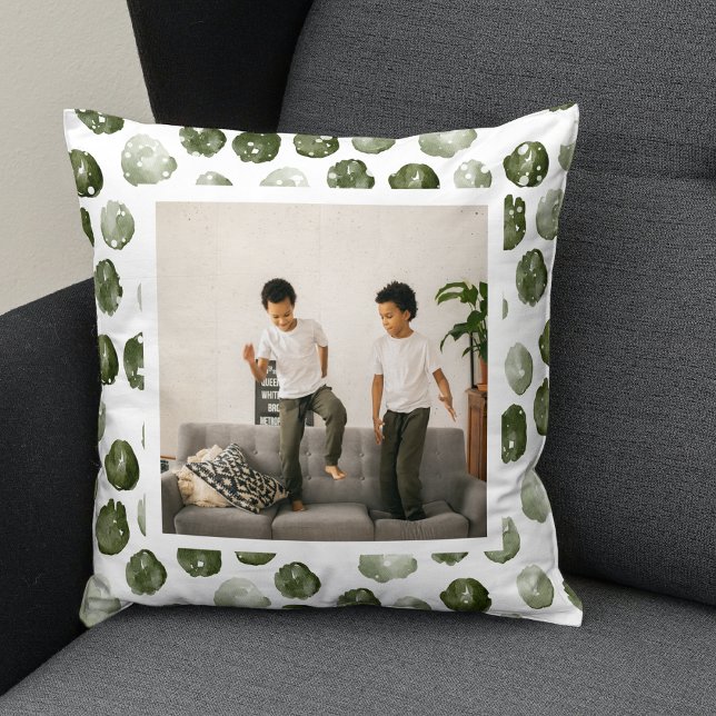 Modern Winter Green Dots | Photo Throw Pillow (Creator Uploaded)