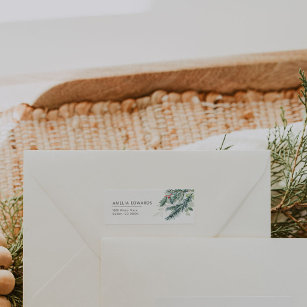 Modern Winter Greenery Return Address Labels