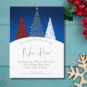 Modern Winter Happy Holiday Trees Moving Announcement Postcard