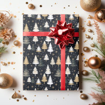Modern Winter Holiday Tree Snowflake Pattern