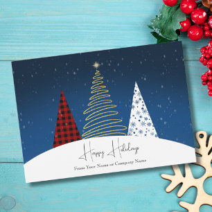 Modern Winter Holiday Trees Business Holiday Card