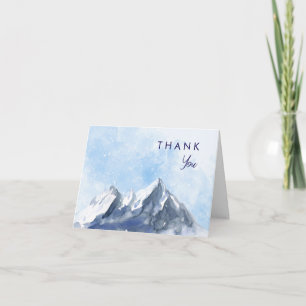Modern Winter Mountain Pattern Wedding Letterpress Thank You Card