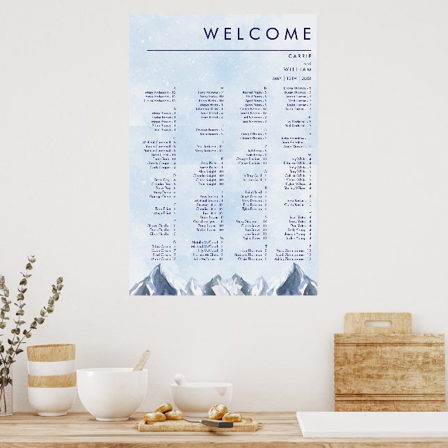 Modern Winter Mountain Pattern Wedding Poster (Kitchen)