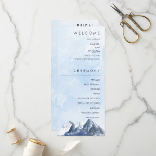 Modern Winter Mountain Pattern Wedding Program
