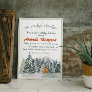 Modern Winter Our Greatest Adventure Baby Shower Invitation