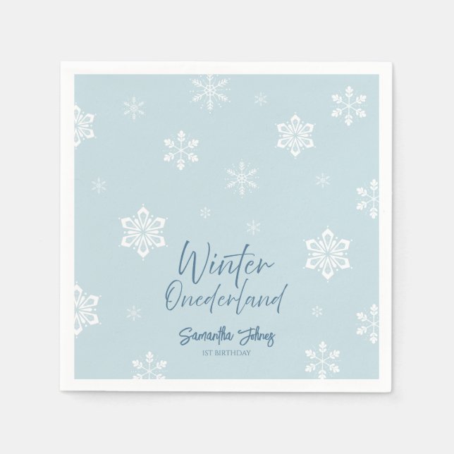 Modern Winter Our little snowflake 1st birthday Napkins (Front)
