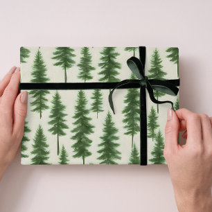 Modern Winter Pine Tree Holiday Christmas  Wrapping Paper