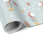 Modern Winter Polar Bear and Snowflakes Christmas Wrapping Paper<br><div class="desc">This whimsical and modern kids Christmas wrapping paper set features a cute polar bear,  stars,  and snowflakes cartoon illustration on pastel blue. The perfect winter pattern for your gifts this holiday season.</div>