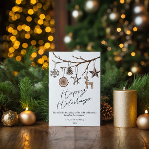 Modern Winter Rustic Pine Tree Flat Holiday Card