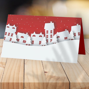 Modern Winter Scene Holiday Place Card