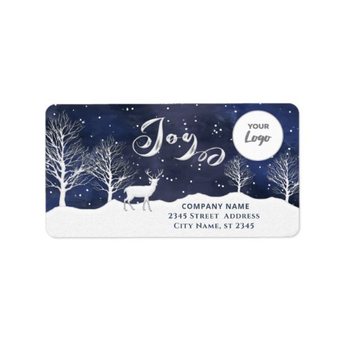 Modern Winter scene Joy corporate logo Holiday Cla Label