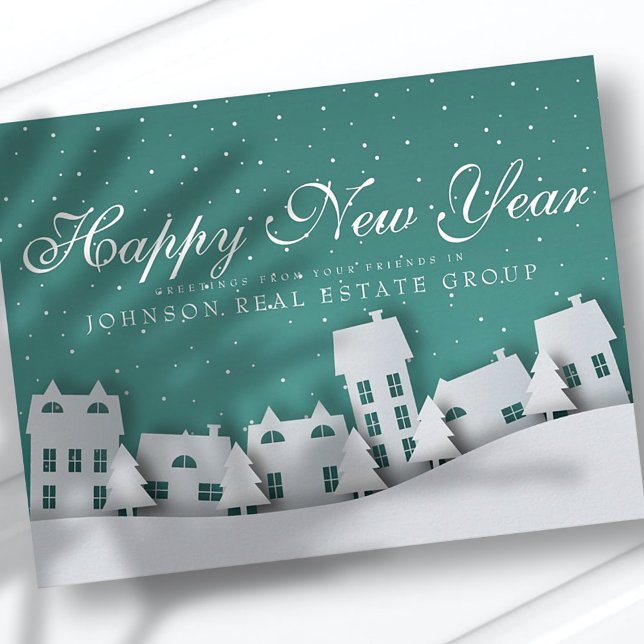 Modern Winter Scene | New Year's  Greetings Postcard (Creator Uploaded)