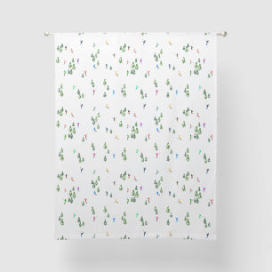 Modern Winter Ski Skiers Downhill Pattern Sheer Curtains