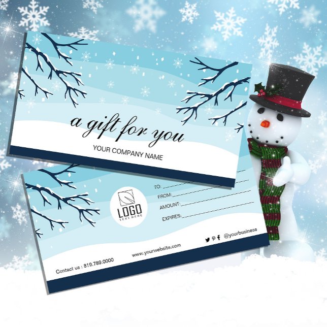 Modern Winter Snow Gift Certificate (Modern Winter Snow Gift Certificate #Restaurantgiftcertificategreek#newyear #christmas #coldstyle)