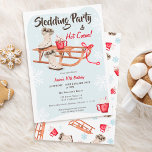Modern winter snow sledding hot cocoa birthday invitation<br><div class="desc">Modern and cool original hand painted sledding party birthday invitation and hot cocoa,  with a rustic wooden sled,  winter snow boots,  hot chocolate cup with snow. A cool winter kids fun 10th birthday party.</div>