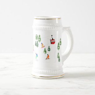 Modern Winter Snowboarder Snowboarding Beer Stein