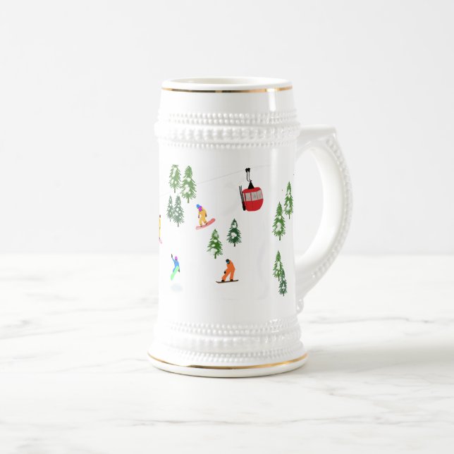 Modern Winter Snowboarder Snowboarding  Beer Stein (Front Right)