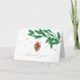 Modern Winter Snowflake Pine cone Baby Shower Letterpress Thank You Card