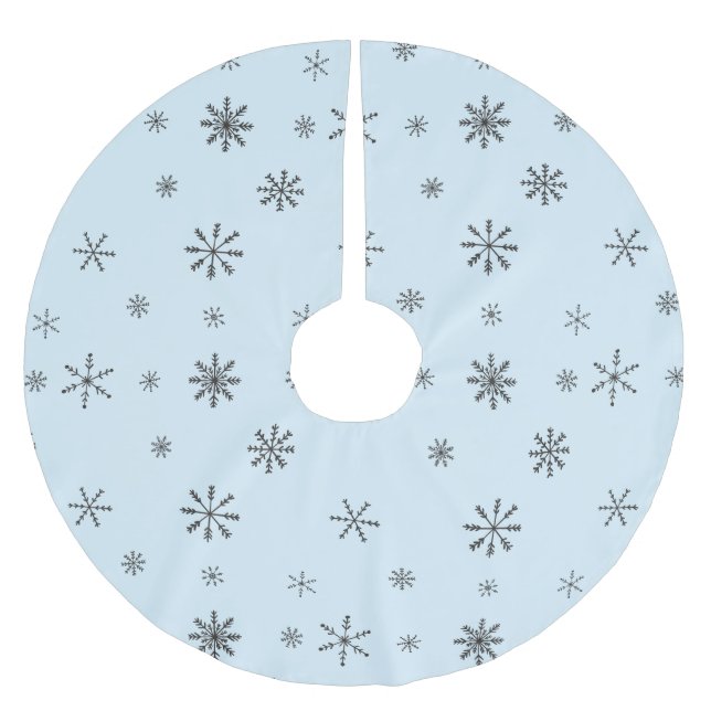 Modern Winter Snowflakes Brushed Polyester Tree Skirt (Front)