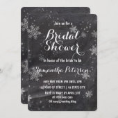 Modern winter snowflakes chalkboard bridal shower invitation (Front/Back)