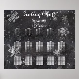 Modern winter snowflakes chalkboard seating chart