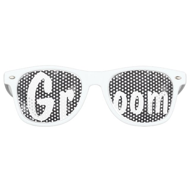 Modern winter snowflakes chalkboard wedding Groom Retro Sunglasses (Front)