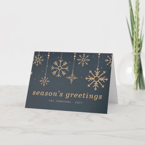 Modern Winter Snowflakes Christmas Holiday Card