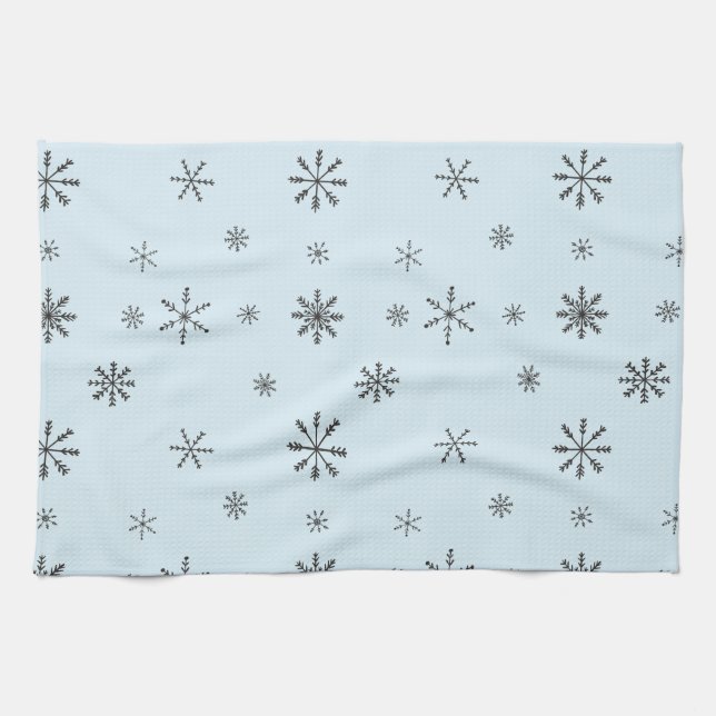Modern Winter Snowflakes Kitchen Towel (Horizontal)