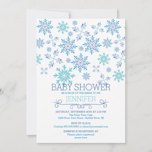 Modern Winter Snowflakes Neutral Baby Shower Invitation (Front)