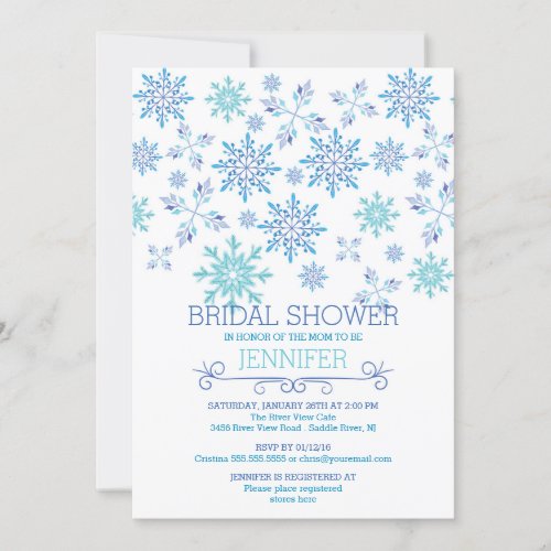 Modern Winter Snowflakes Wedding Bridal Shower Invitation