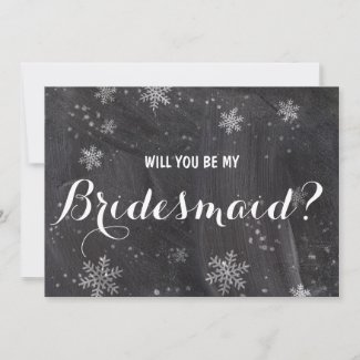 Modern winter snowflakes Will you be my Bridesmaid Invitation