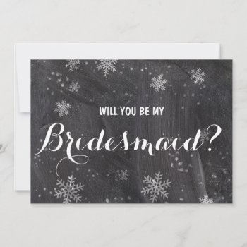 Modern Winter Snowflakes Will You Be My Bridesmaid Invitation by blush_invitations at Zazzle