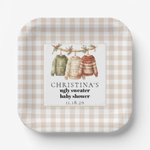 Modern Winter Ugly Sweater Baby Shower Cocktail Paper Plates