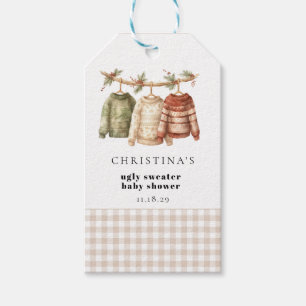 Modern Winter Ugly Sweater Baby Shower Gift Tags