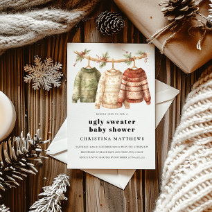 Modern Winter Ugly Sweater Baby Shower Invitation 