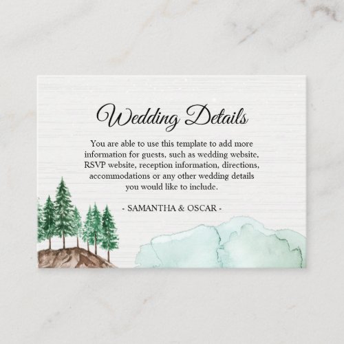 Modern Winter Watercolor Forest Green Nature Enclo Enclosure Card