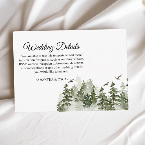 Modern Winter  Watercolor Green Forest With Snow Enclosure Card