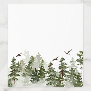 Modern Winter Watercolor Green Forest With Snow Envelope Liner