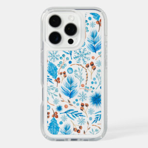 Modern Winter Watercolor Leaves and Berries iPhone 16 Pro Case