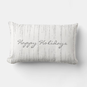 Modern Winter White Gray Sparkles Custom Holiday  Lumbar Pillow